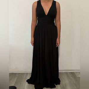 BCBGMaxAzria Open Back Black V-Neck Maxi Dress
